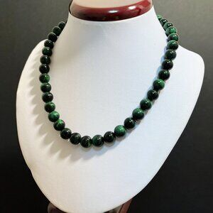 Natural Green Malachite Round Beads Necklace 16 inches